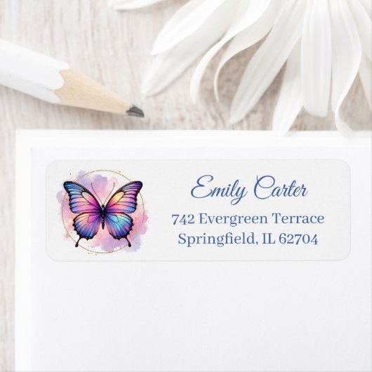 Galaxy Pastell Schmetterling Spritz Rücksendeadres (Insitu)