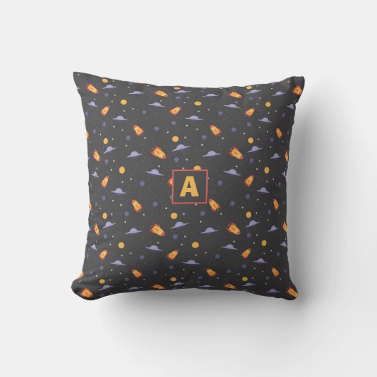 Galaxy pattern yellow gray name Throw Pillow Kissen (Vorderseite)
