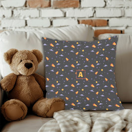 Galaxy pattern yellow gray name Throw Pillow Kissen