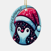 Galaxy Penguin | Cosmische Weihnachtsdekoration de Keramik Ornament (Rechts)