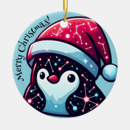 Galaxy Penguin | Cosmische Weihnachtsdekoration de Keramik Ornament