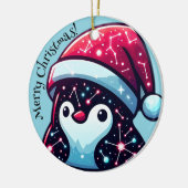 Galaxy Penguin | Cosmische Weihnachtsdekoration de Keramik Ornament (Links)