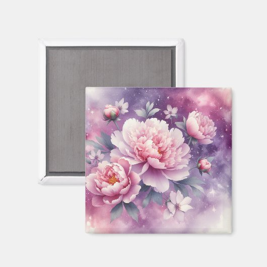Galaxy Peony Magnet (Vorderseite/Rückseite)