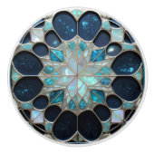 Galaxy Perle Winter inspiriert blau aquamarin Keramikknauf (Vorderseite)