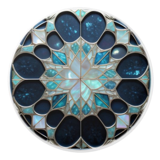 Galaxy Perle Winter inspiriert blau aquamarin Keramikknauf (Vorderseite)