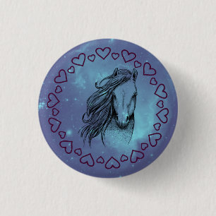 Galaxy Pferd & Herzen   Button