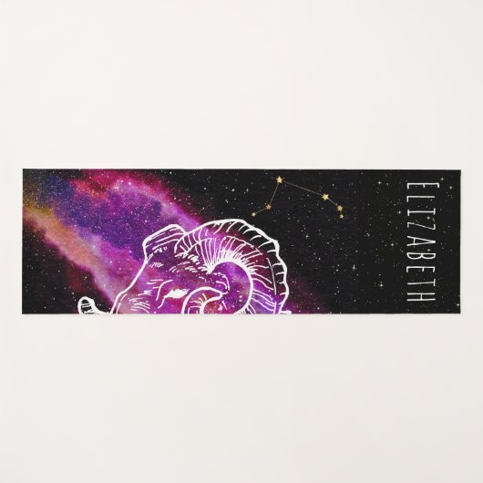 Galaxy Pink Aries Konstellation Zodiac Custom Yogamatte (Vorderseite (Horizontal))