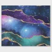 Galaxy Pink Blue Lila Agate Imitate Gold Glitzer Geschenkpapier (Flach)