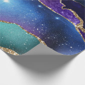 Galaxy Pink Blue Lila Agate Imitate Gold Glitzer Geschenkpapier (Ecke)
