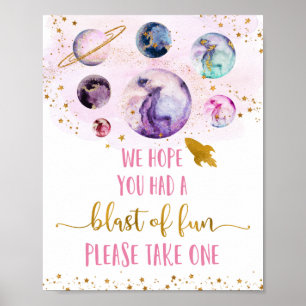 Galaxy Pink Gold Blast Spaß Geburtstag Gefallen Ze Poster