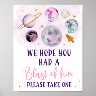 Galaxy Pink Gold Blast Spaß Geburtstag Gefallen Ze Poster