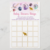 Galaxy Pink Gold Space Baby Dusche Bingo Spiel (Vorderseite)