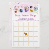 Galaxy Pink Gold Space Baby Dusche Bingo Spiel (Vorne/Hinten)