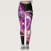 Galaxy Pink Lila Aries Sternbild Sternzeichen Leggings (Vorderseite)