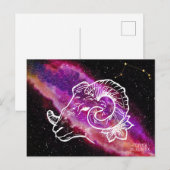 Galaxy Pink Lila Aries Sternbild Sternzeichen Postkarte (Vorne/Hinten)
