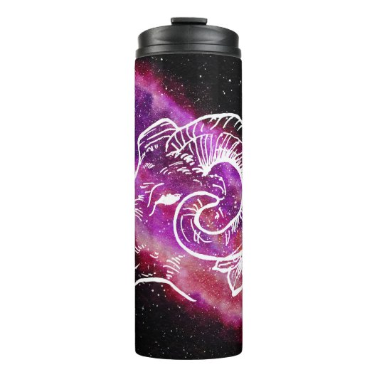 Galaxy Pink Lila Aries Sternbild Sternzeichen Thermosbecher (Vorderseite)