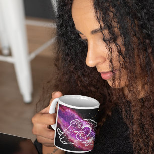 Galaxy Pink Lila Widder Sternzeichen Tierkreiszeic Kaffeetasse