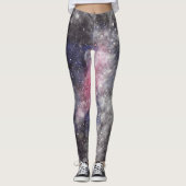 Galaxy Pink Schwarz-weiß Yoga Leggings (Vorderseite)