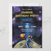 Galaxy Planet Astronaut moon birthday Einladung (Vorderseite)