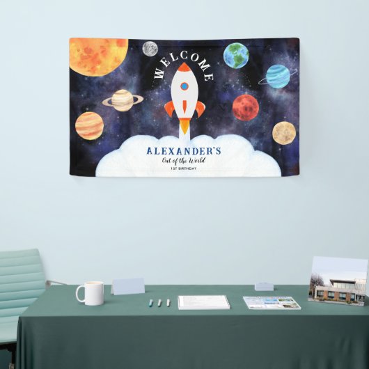 Galaxy Planets and Stars Space Rocket Willkommen Banner (Messeveranstaltung)
