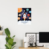 Galaxy Planets and Stars Space Rocket Willkommen Poster (Heimbüro)