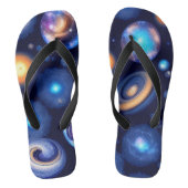 Galaxy Planets Black Sky Badesandalen (Fußbett)