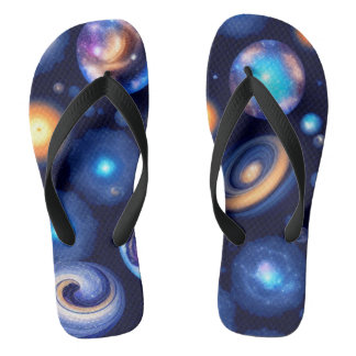 Galaxy Planets Black Sky Badesandalen
