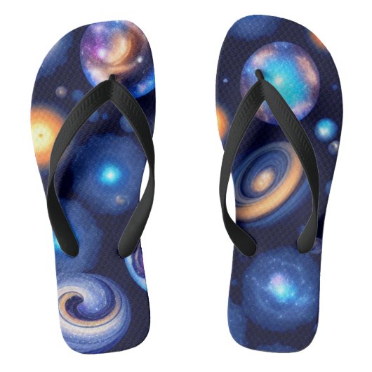 Galaxy Planets Black Sky Badesandalen (Fußbett)