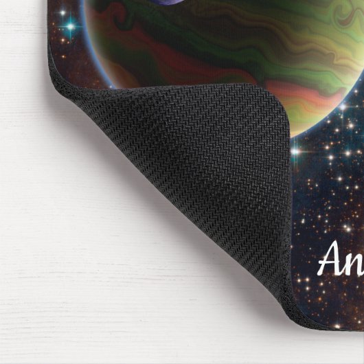 Galaxy Planets Stars Monogram Mousepad (Ecke)