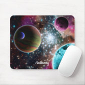 Galaxy Planets Stars Monogram Mousepad (Mit Mouse)