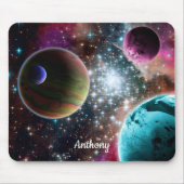 Galaxy Planets Stars Monogram Mousepad (Vorne)