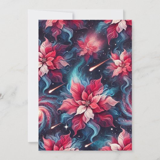 Galaxy Poinsettia Pattern Papercraft Einladung (Vorderseite)