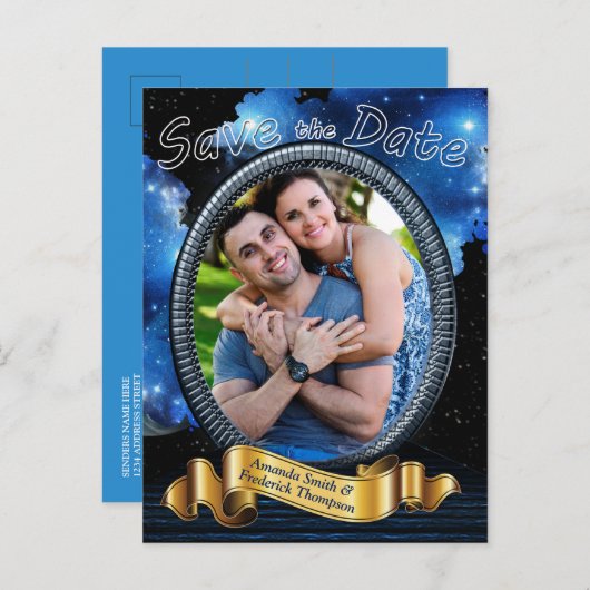 Galaxy Portal Save the Date Ankündigungspostkarte (Vorne/Hinten)