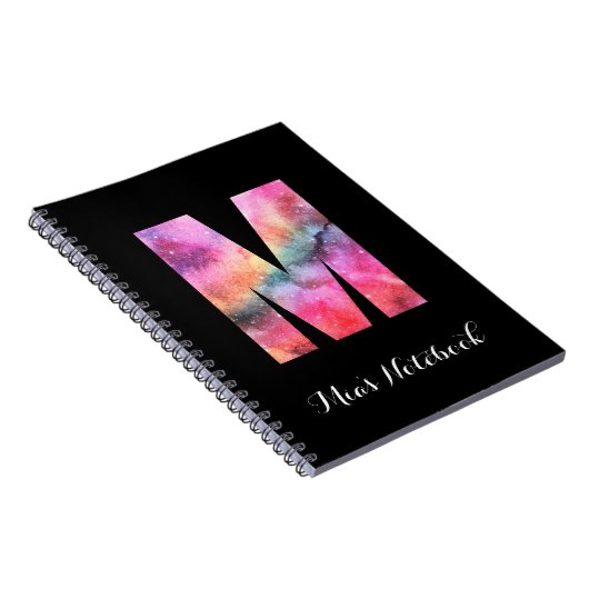 Galaxy Rainbow Letter M Notebook Notizblock (Rechte Seite)