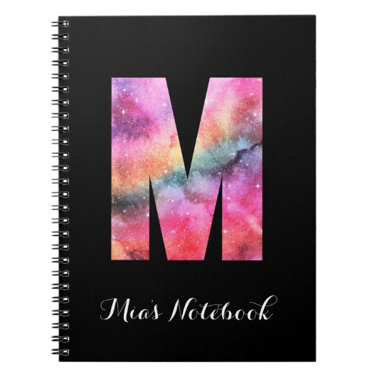 Galaxy Rainbow Letter M Notebook Notizblock (Vorderseite)