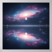 Galaxy Reflection Under Moonlit Cosmic Sky Poster (Vorne)