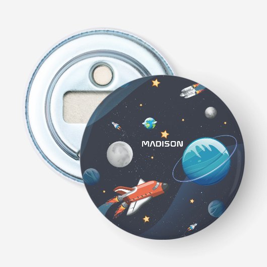 Galaxy-Reisebus-Shuttle im Weltraum - individuell Flaschenöffner (Vorderseite)
