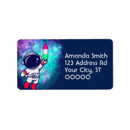 Galaxy Retro Astronauten Bomb Popsiv Adressaufkleber