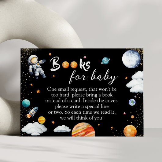 Galaxy Rocket Books for Baby Black Space Shower Begleitkarte