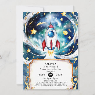 Galaxy Rocket Geburtstag Einladung