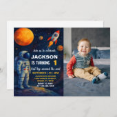 Galaxy Rocket Party Einladen mit Foto Einladung (Vorne/Hinten)