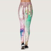 Galaxy Rose Gold Glitzer Tropfen Elegantes Design Leggings (Rückseite)