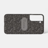 Galaxy S22 Ash Gray Floral Pattern Faux Leather  Samsung Galaxy Hülle (Rückseite (Horizontal))
