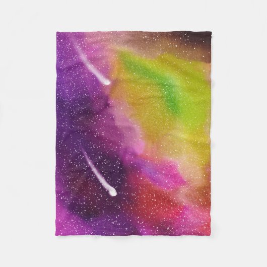 Galaxy Scene Farbige Sterne Nebelfläche Fleecedecke (Vorderseite)