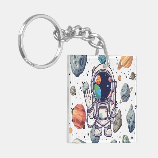 Galaxy Schlüsselanhänger Astronaut Planets Design (Vorderseite links)