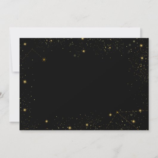Galaxy Script Foto Black and Gold Birthday Party Einladung (Rückseite)