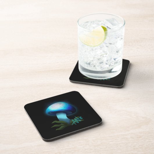 Galaxy Shiitake Glighlight Blue Mushroom Getränkeuntersetzer (Rechte Seite)
