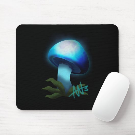 Galaxy Shiitake Glighlight Blue Mushroom Mousepad (Mit Mouse)