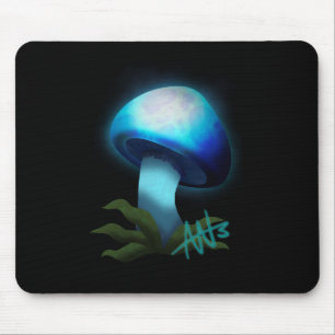 Galaxy Shiitake Glighlight Blue Mushroom Mousepad