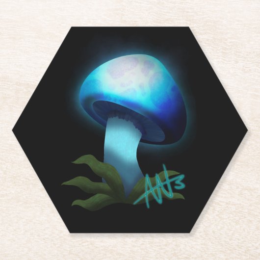 Galaxy Shiitake Glighlight Blue Mushroom Untersetzer (Vorderseite)